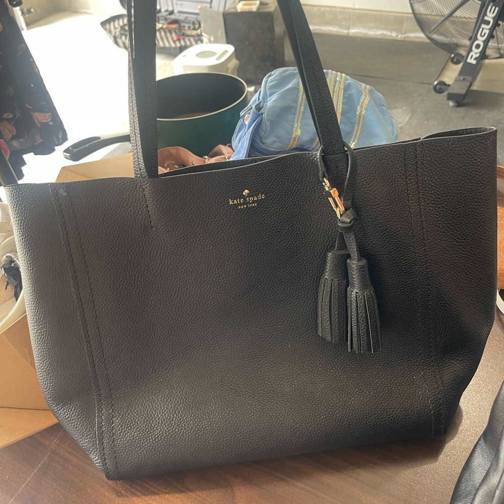 Kate Spade Black Structured Leather Tote